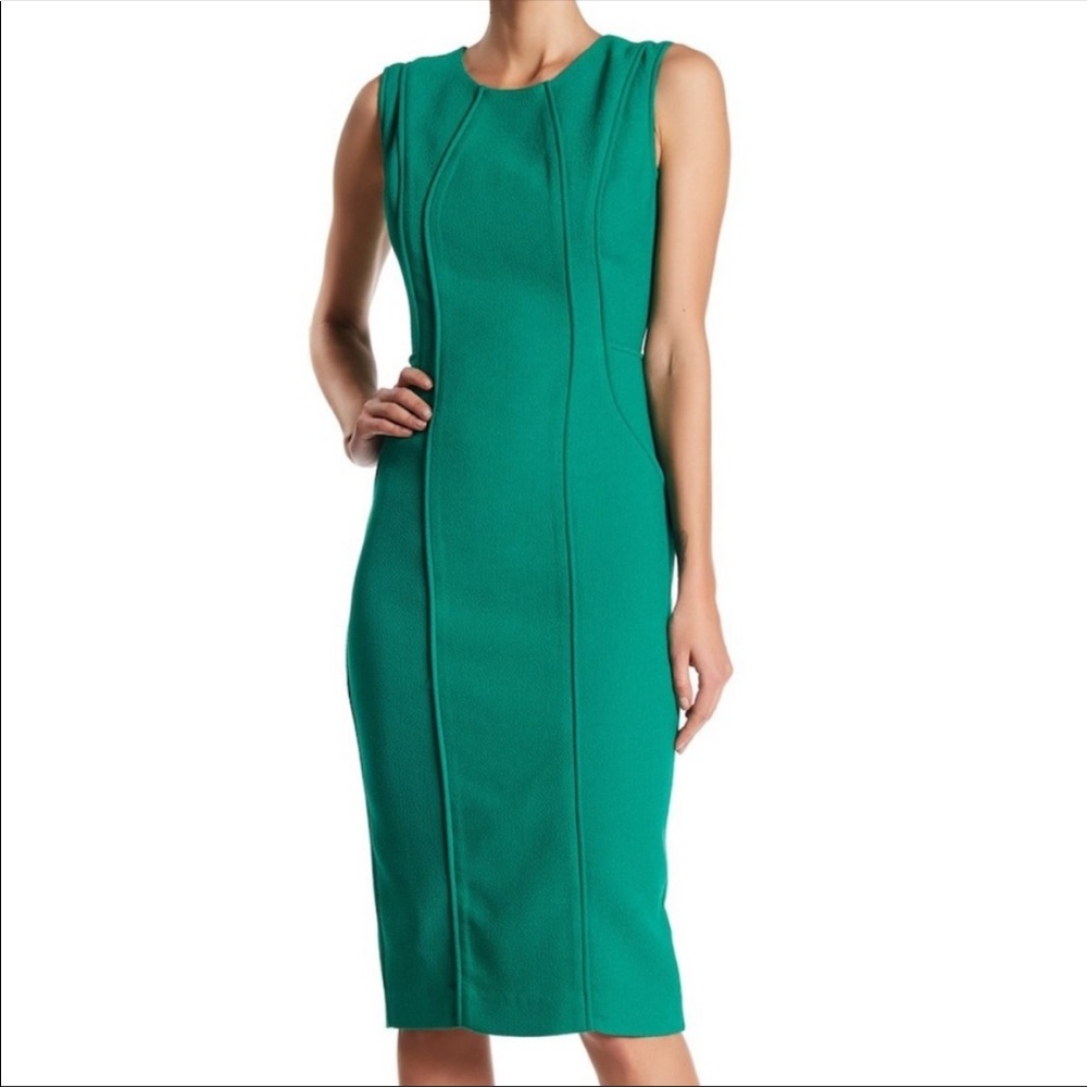 Black Halo Palmdale Sleeveless Sheath Midi Dress Emerald Green